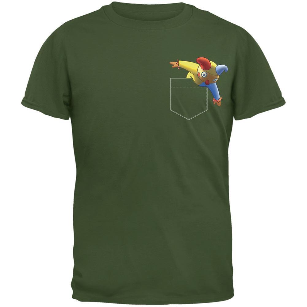 Pocket Halloween Horror Jack-In-The-Box Military Green Adult T-Shirt
