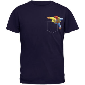 Pocket Halloween Horror Jack-In-The-Box Navy Adult T-Shirt