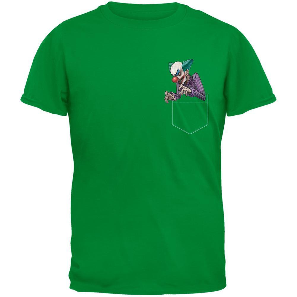 Pocket Halloween Horror Scary Clown Irish Green Adult T-Shirt