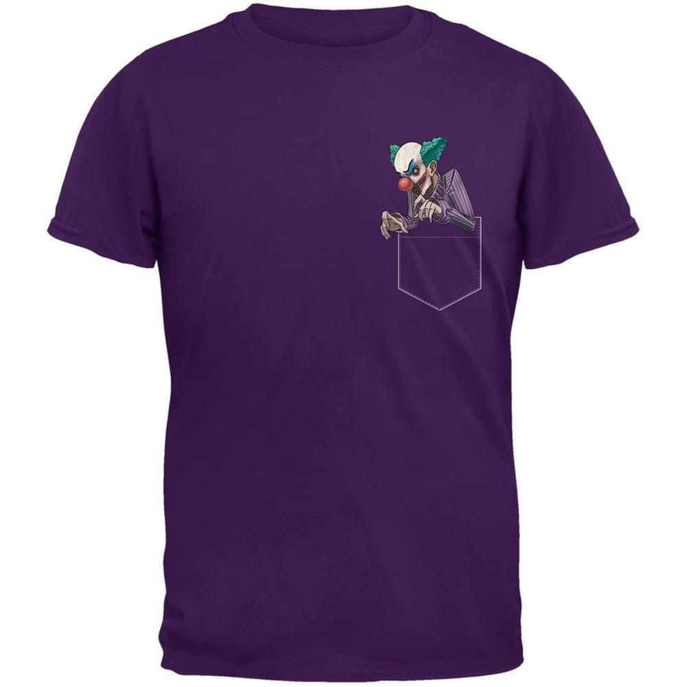 Pocket Halloween Horror Scary Clown Purple Adult T-Shirt