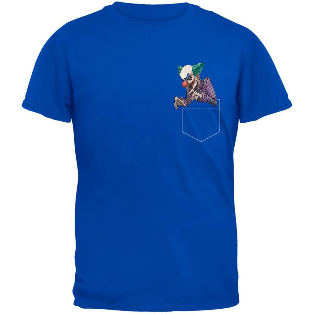 Pocket Halloween Horror Scary Clown Royal Adult T-Shirt