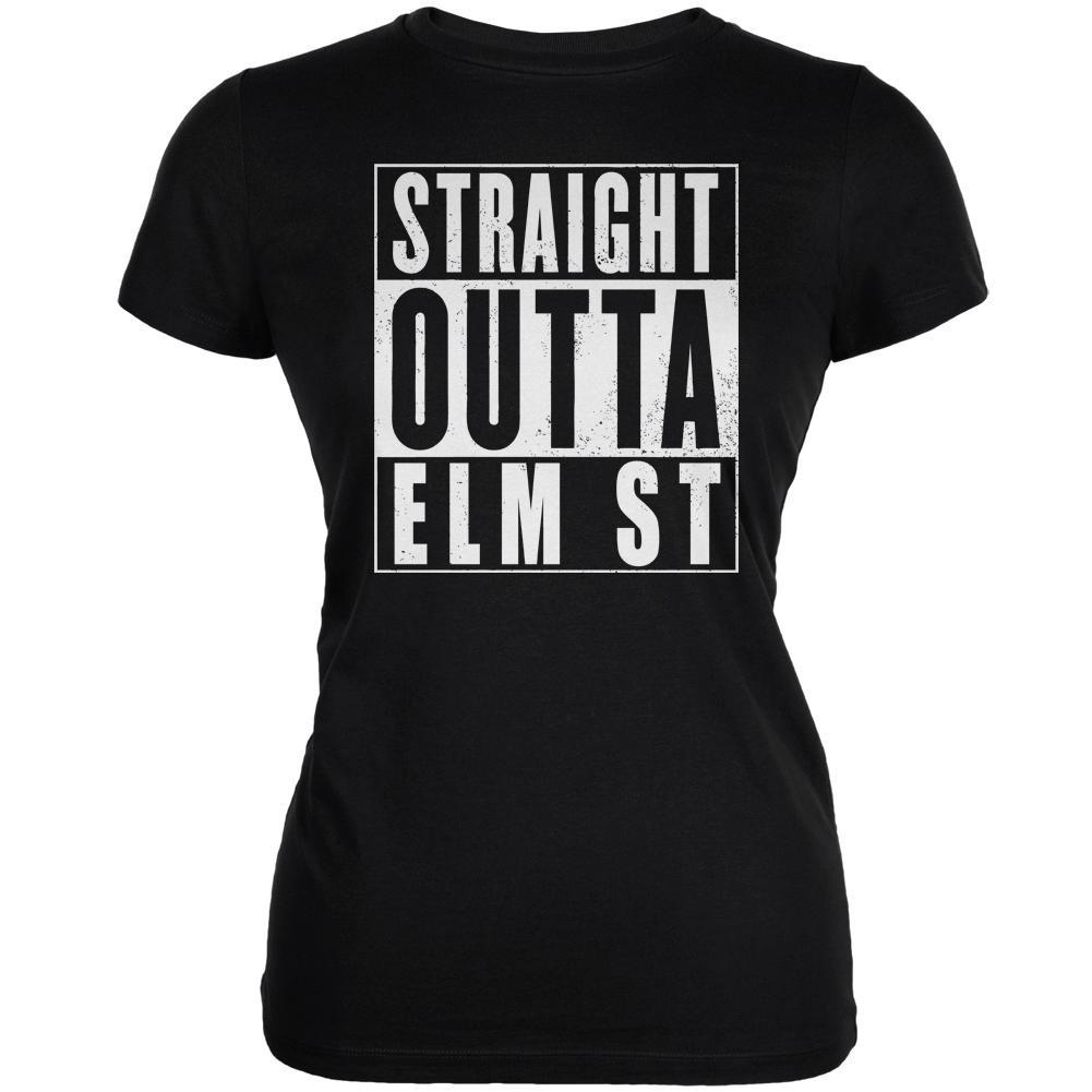 Halloween Straight Outta Elm Street Black Juniors Soft T-Shirt