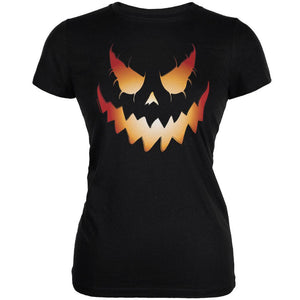 Halloween Evil Jack-O-Lantern Pumpkin Black Juniors Soft T-Shirt