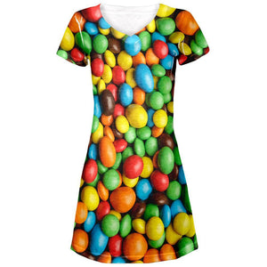 Halloween - Candy Coated Chocolate All Over Juniors V-Neck Dress