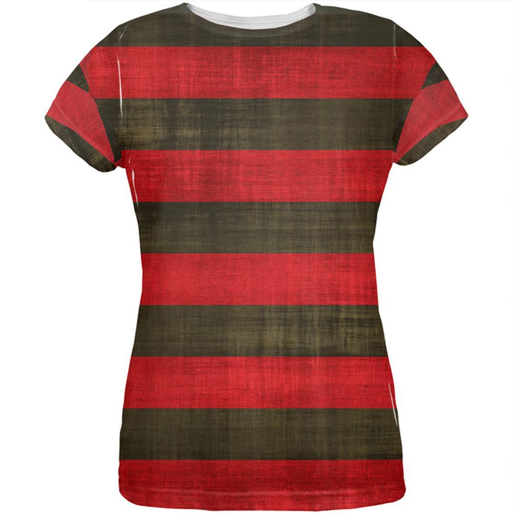 Halloween Striped and Bloody Nightmare Sweater All Over Womens T-Shirt