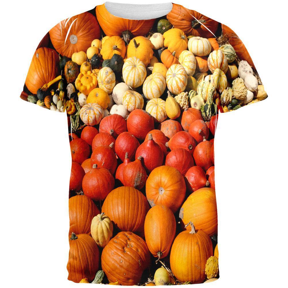 Halloween Rows of Pumpkins All Over Adult T-Shirt