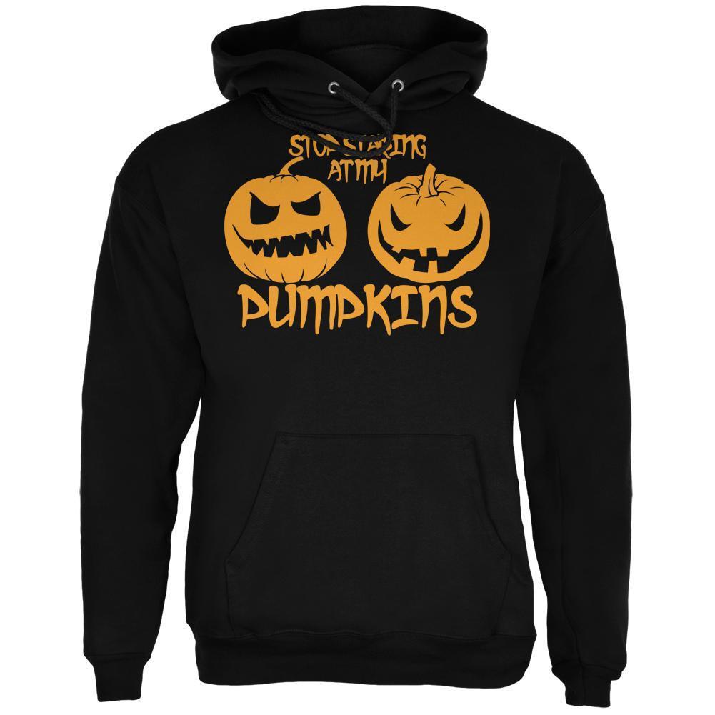 Halloween Staring at my Pumpkins Black Adult Hoodie
