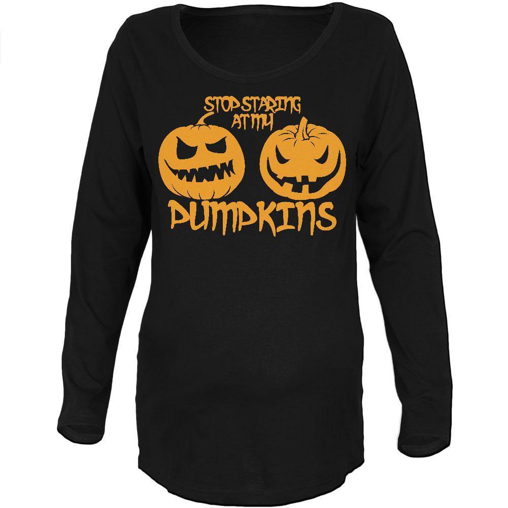 Halloween Staring at my Pumpkins Black Maternity Soft Long Sleeve T-Shirt