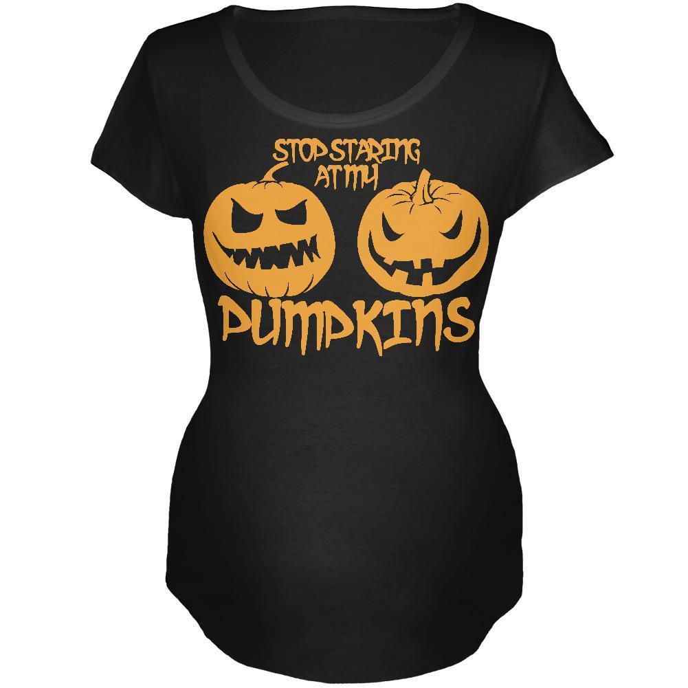 Halloween Staring at my Pumpkins Black Maternity Soft T-Shirt