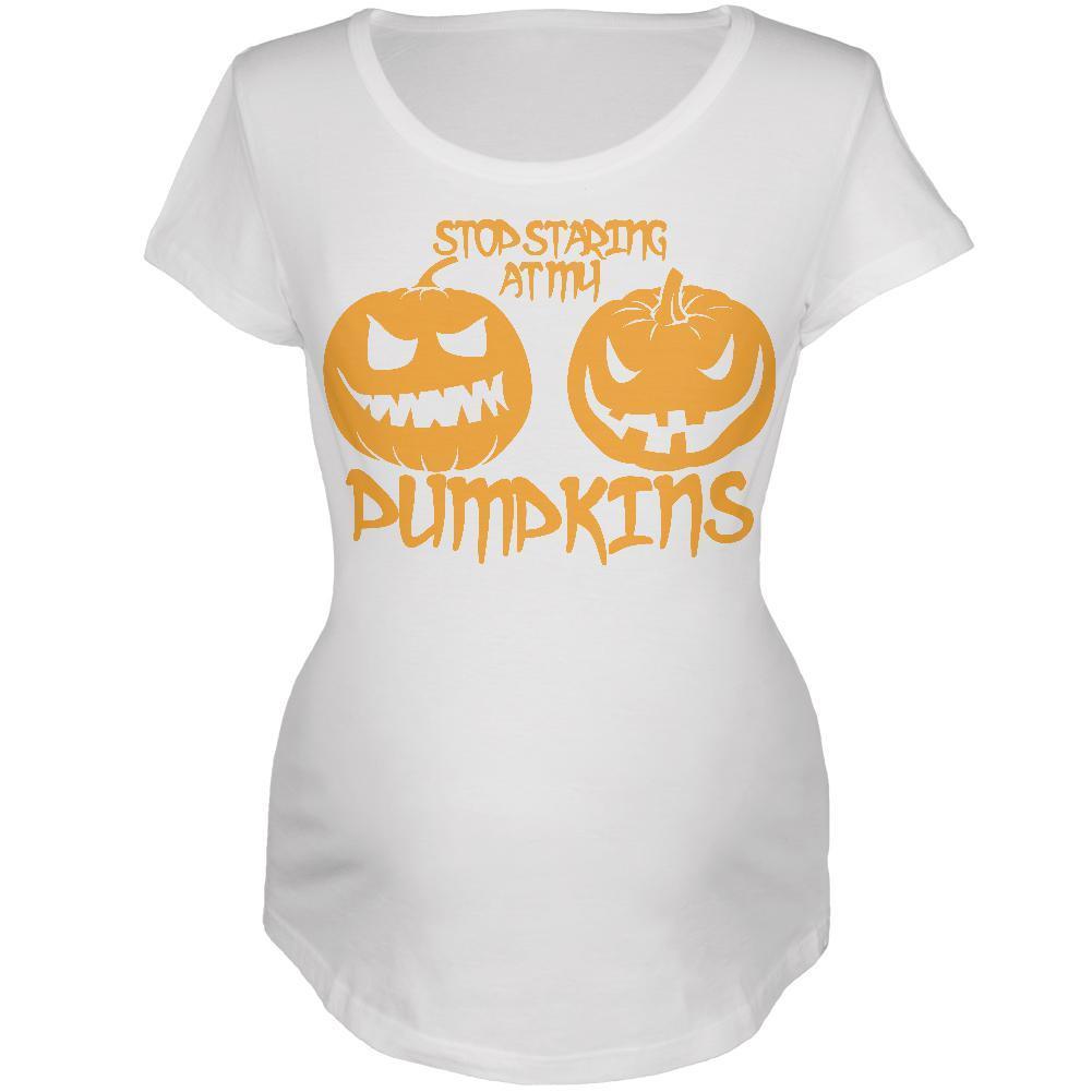Halloween Staring at my Pumpkins White Maternity Soft T-Shirt
