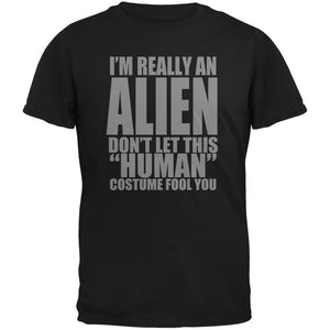 Halloween Human Alien Costume Black Adult T-Shirt