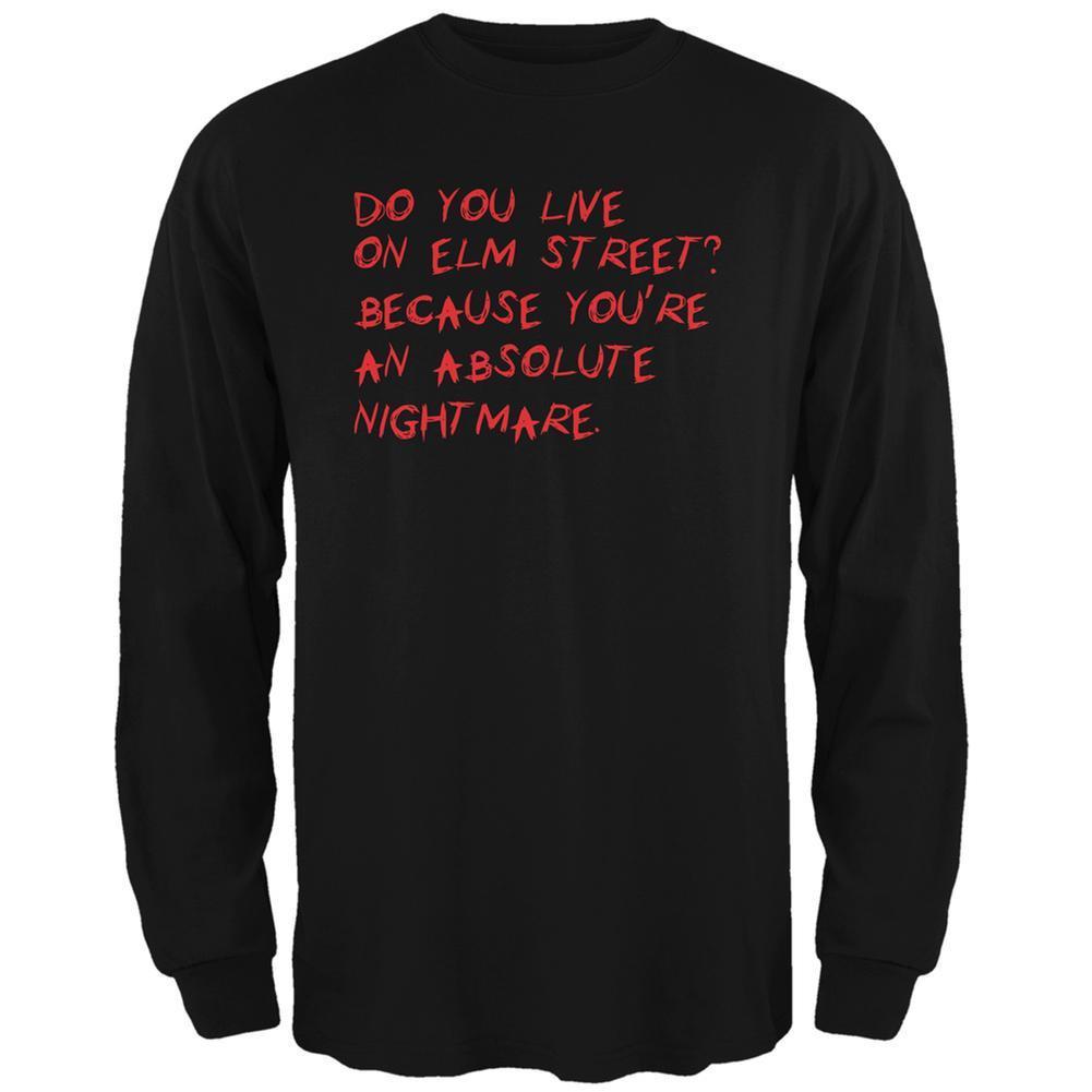 Halloween Do You Live On Elm Street Black Adult Long Sleeve T-Shirt