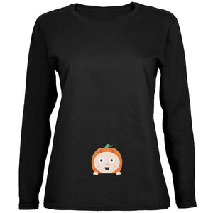 Halloween Pumpkin Baby Black Womens Long Sleeve T-Shirt