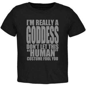 Halloween Human Goddess Costume Black Toddler T-Shirt