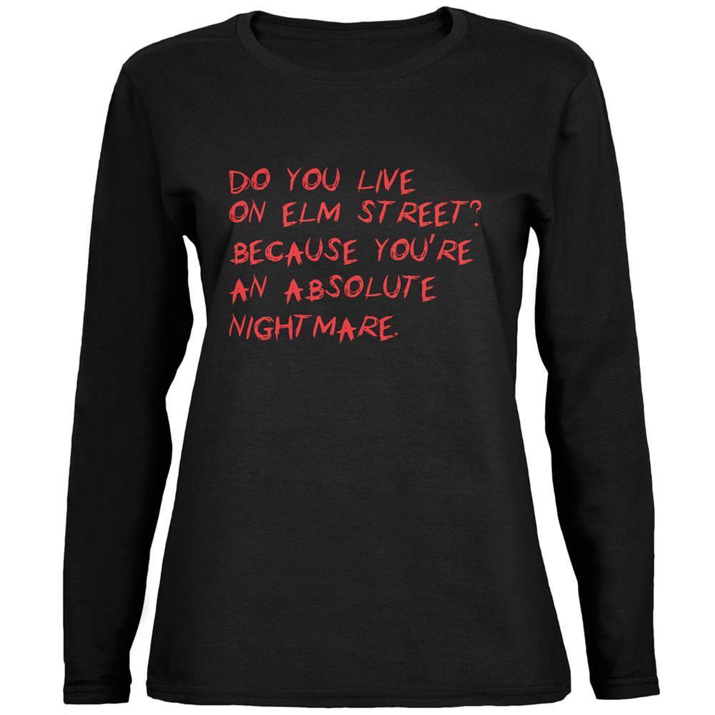 Halloween Do You Live On Elm Street Black Womens Long Sleeve T-Shirt