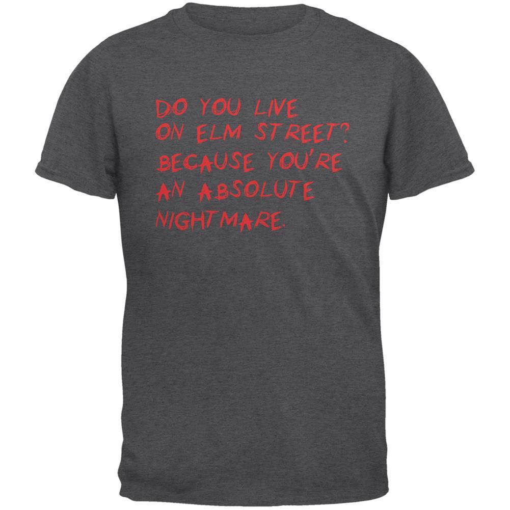 Halloween Do You Live On Elm Street Dark Heather Adult T-Shirt
