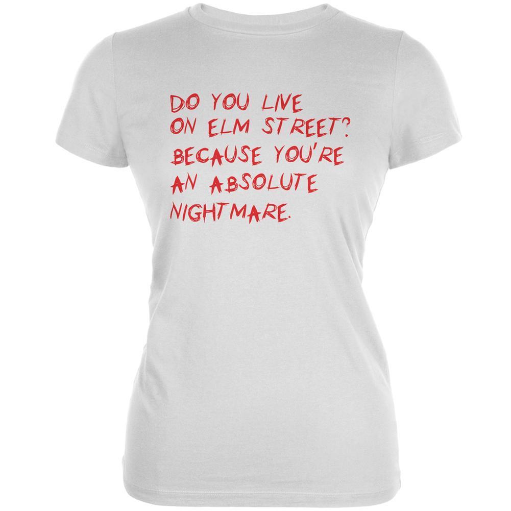 Halloween Do You Live On Elm Street White Juniors Soft T-Shirt