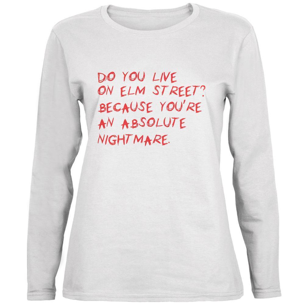Halloween Do You Live On Elm Street White Womens Long Sleeve T-Shirt