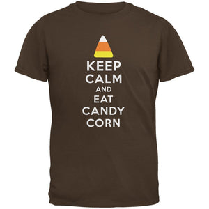 Halloween Keep Calm Candy Corn Brown Adult T-Shirt