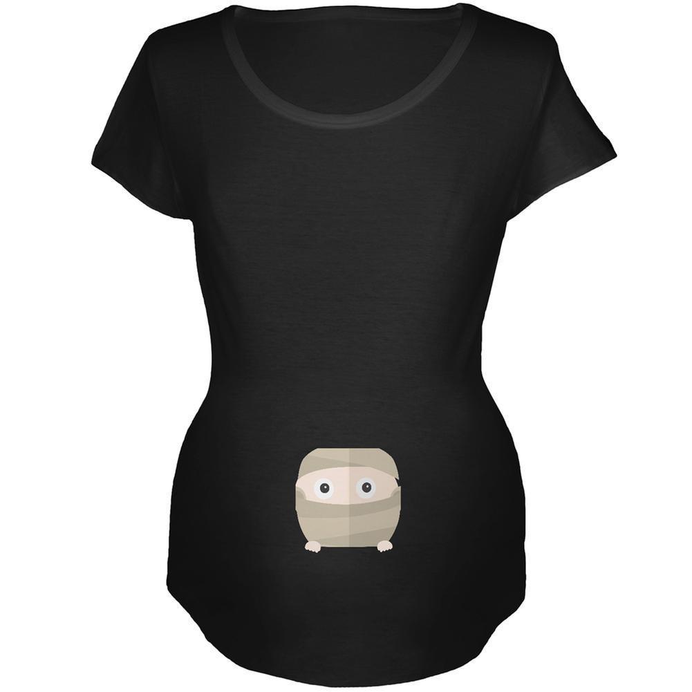 Halloween Mummy Baby Black Maternity Soft T-Shirt