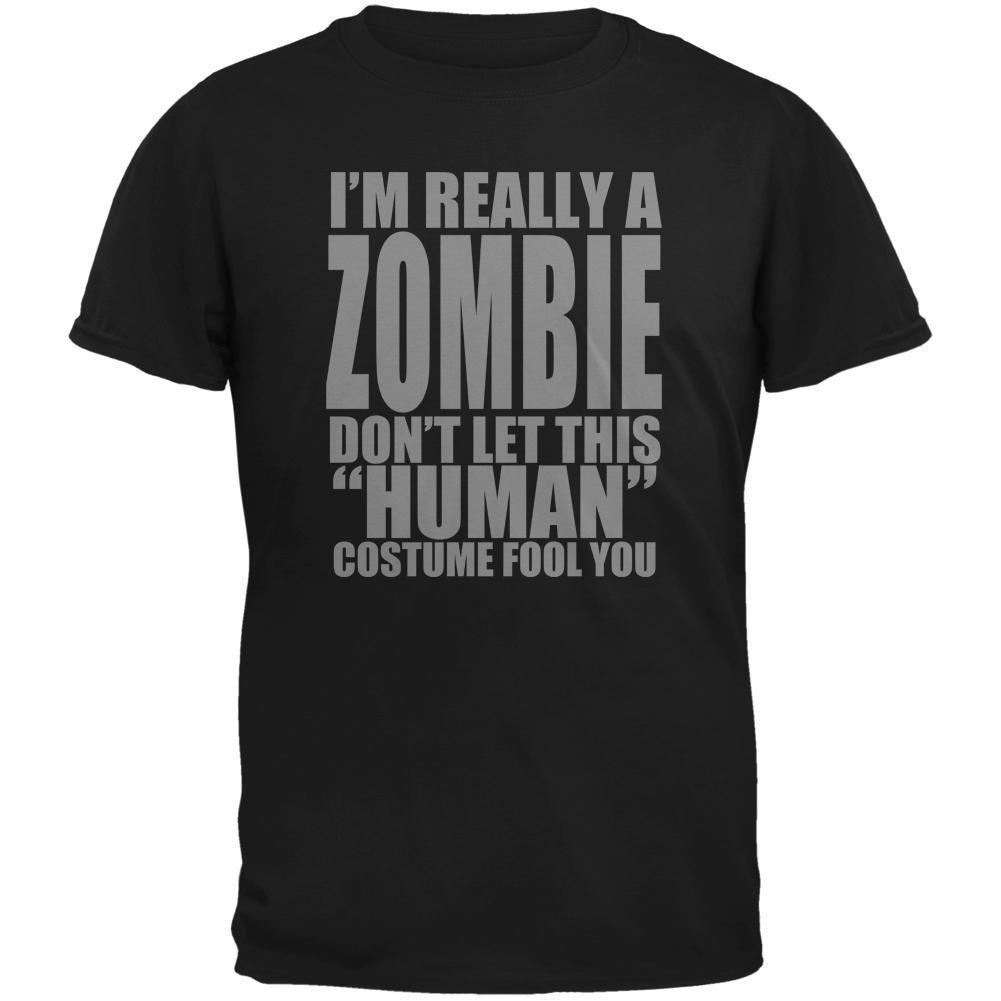 Halloween Human Zombie Costume Black Adult T-Shirt