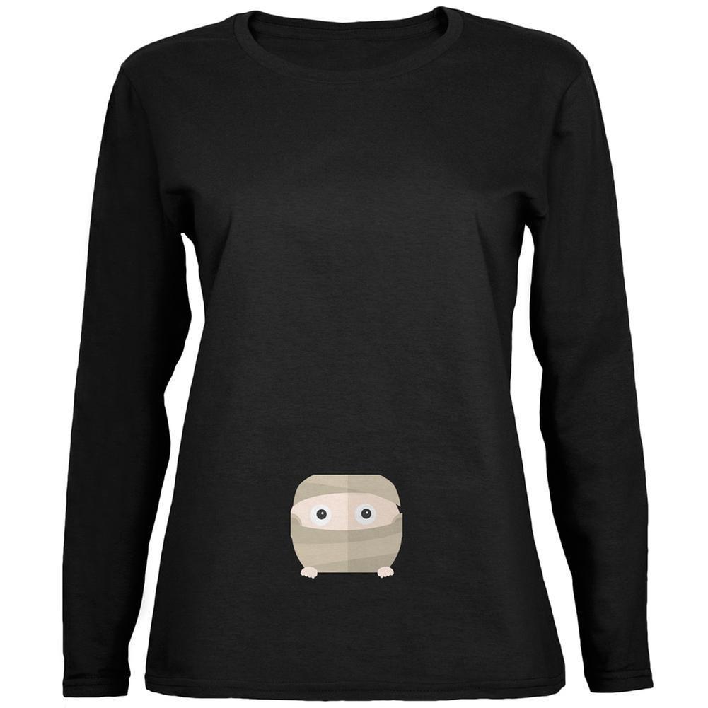 Halloween Mummy Baby Black Womens Long Sleeve T-Shirt