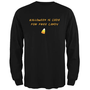 Halloween is Code For Free Candy Black Adult Long Sleeve T-Shirt