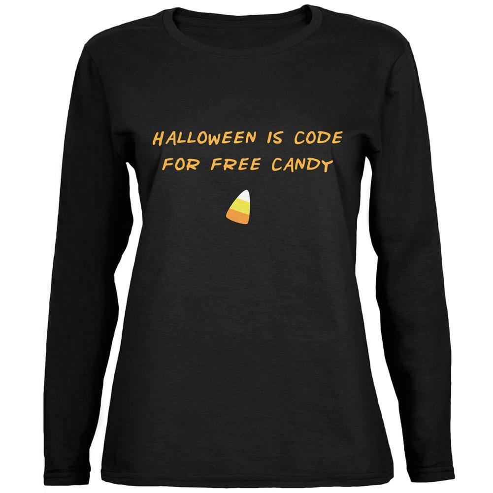 Halloween is Code For Free Candy Black Womens Long Sleeve T-Shirt