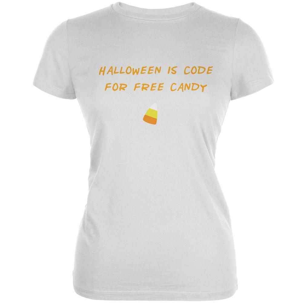 Halloween is Code For Free Candy White Juniors Soft T-Shirt