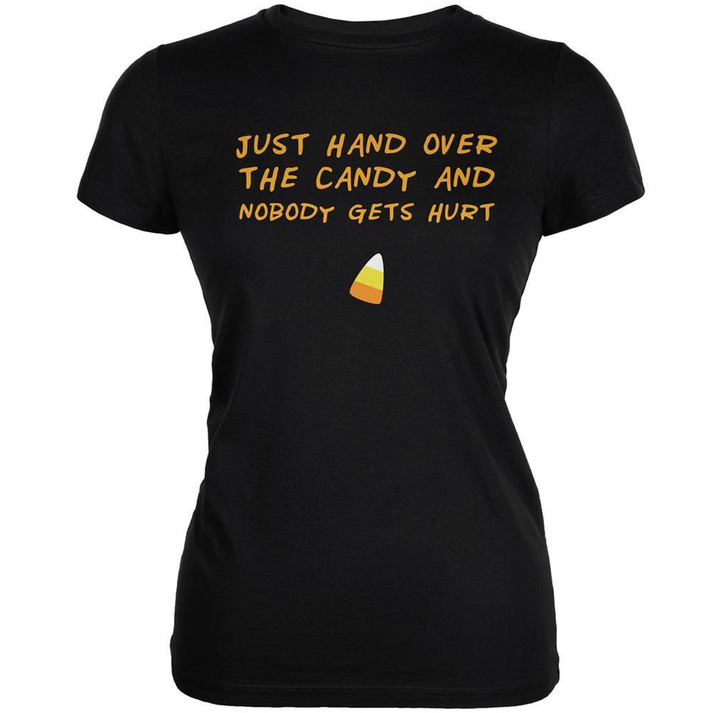 Halloween Just Hand Over the Candy Black Juniors Soft T-Shirt