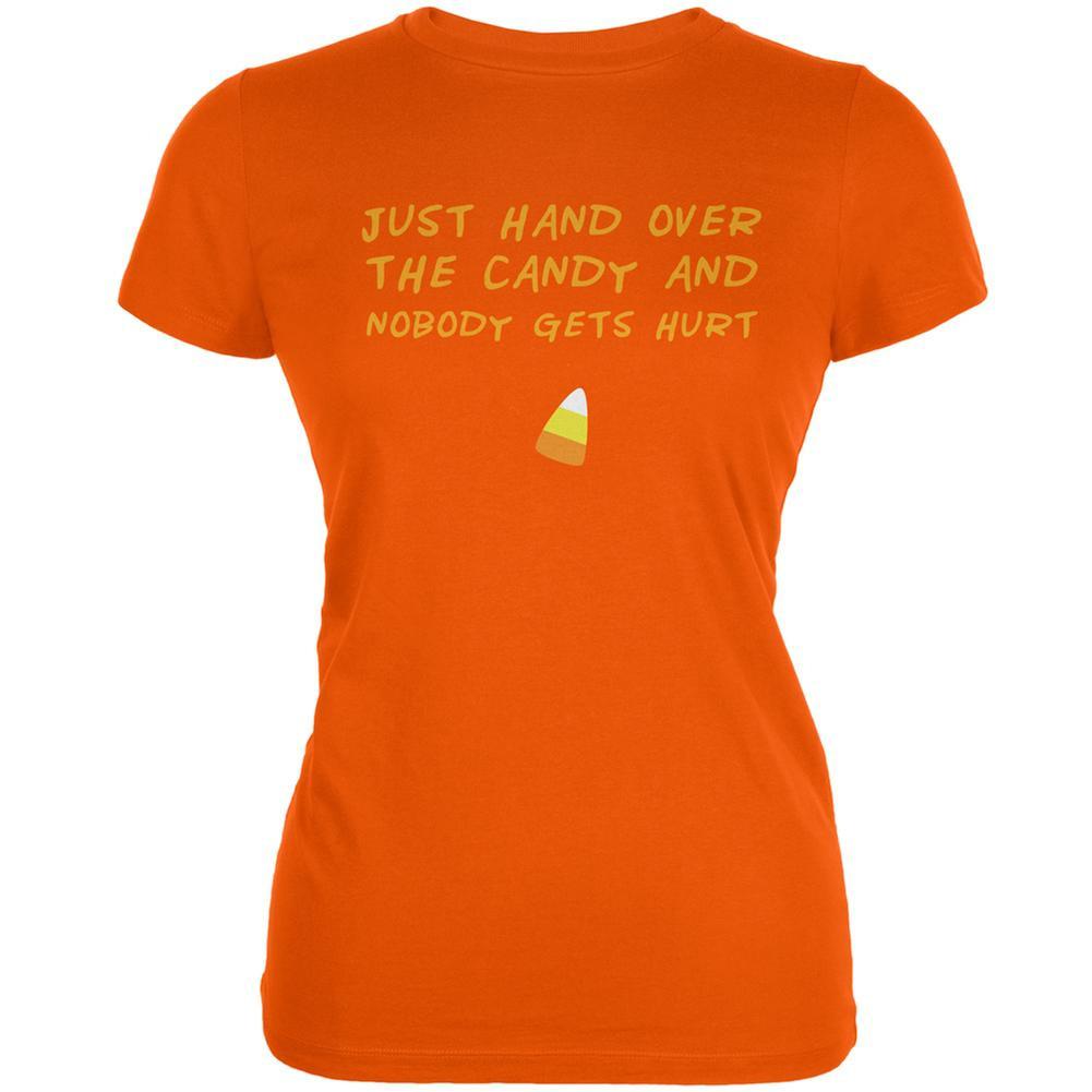 Halloween Just Hand Over the Candy Orange Juniors Soft T-Shirt