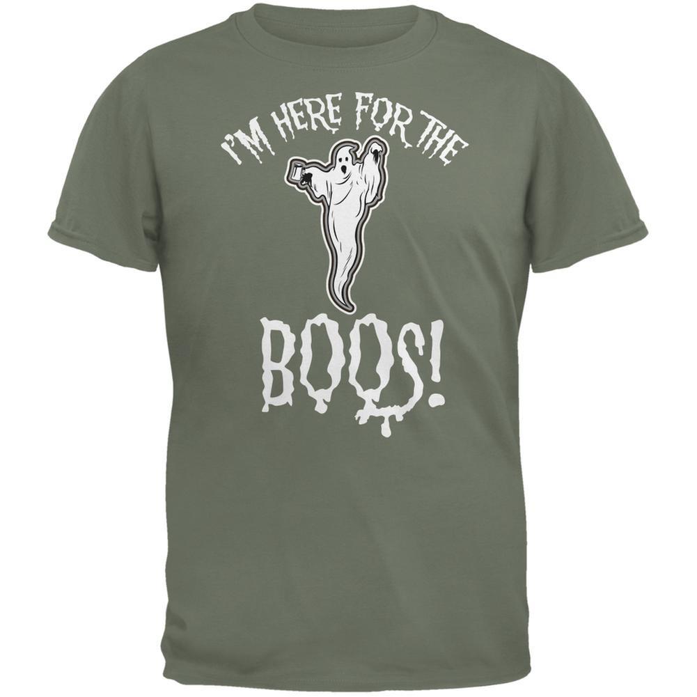 Halloween I'm Here For The Boos Military Green Adult T-Shirt