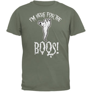 Halloween I'm Here For The Boos Military Green Adult T-Shirt