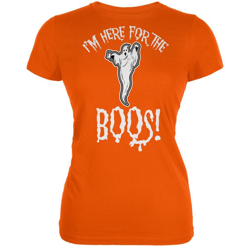 Halloween I'm Here For The Boos Orange Juniors Soft T-Shirt