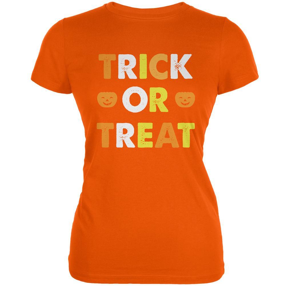 Halloween Trick Or Treat Orange Juniors Soft T-Shirt