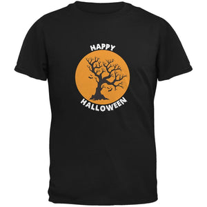 Happy Halloween Tree Silhouette Black Adult T-Shirt