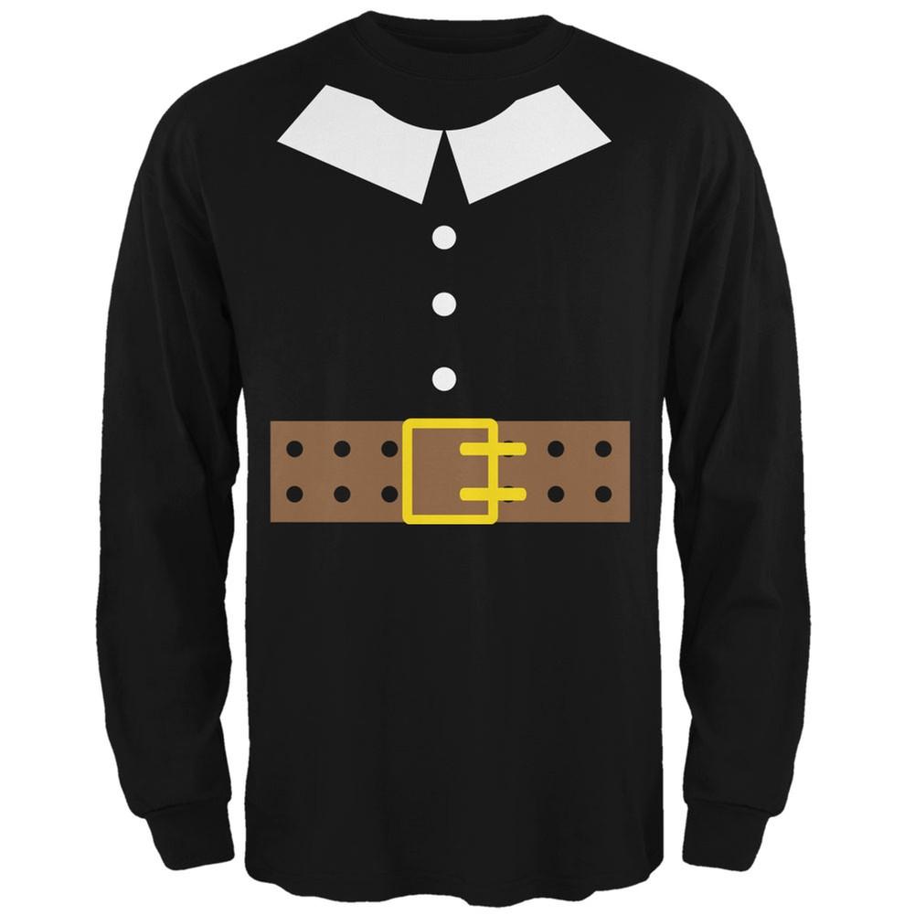 Halloween Pilgrim Costume Black Adult Long Sleeve T-Shirt