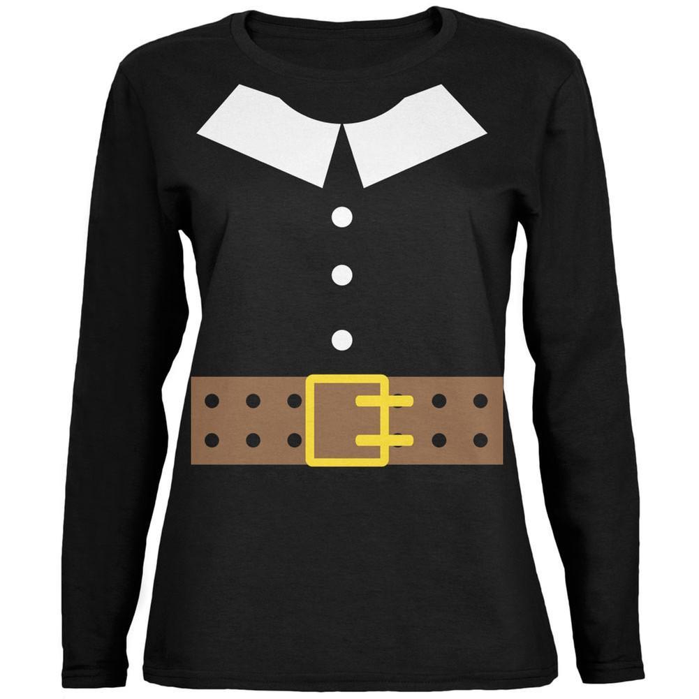 Halloween Pilgrim Costume Black Womens Long Sleeve T-Shirt