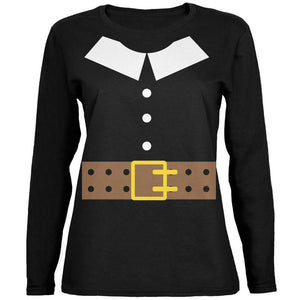 Halloween Pilgrim Costume Black Womens Long Sleeve T-Shirt