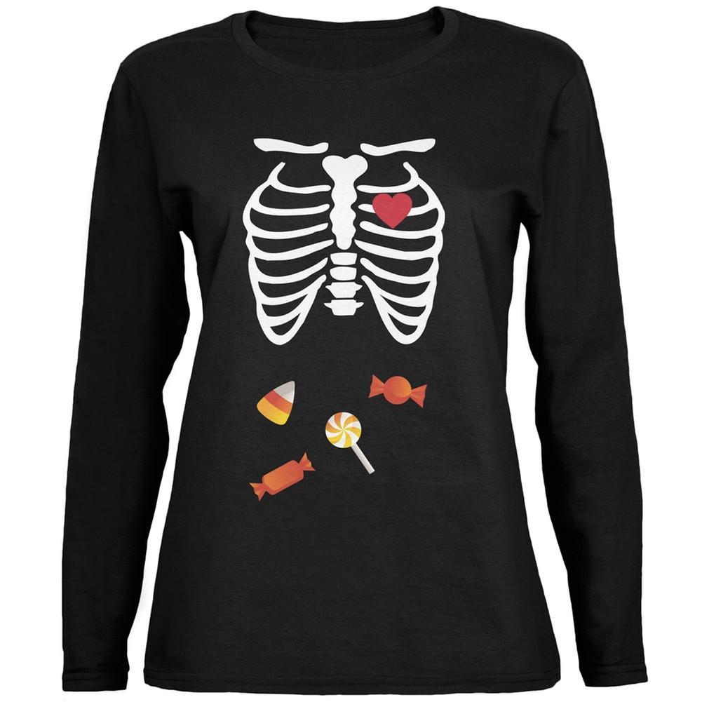 Candy Halloween Skeleton Baby Black Womens Long Sleeve T-Shirt