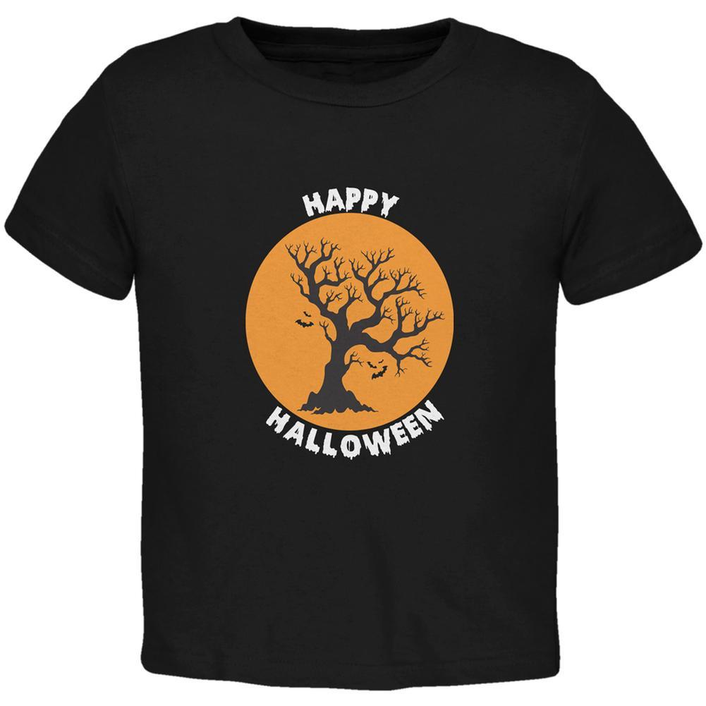 Happy Halloween Tree Silhouette Black Toddler T-Shirt
