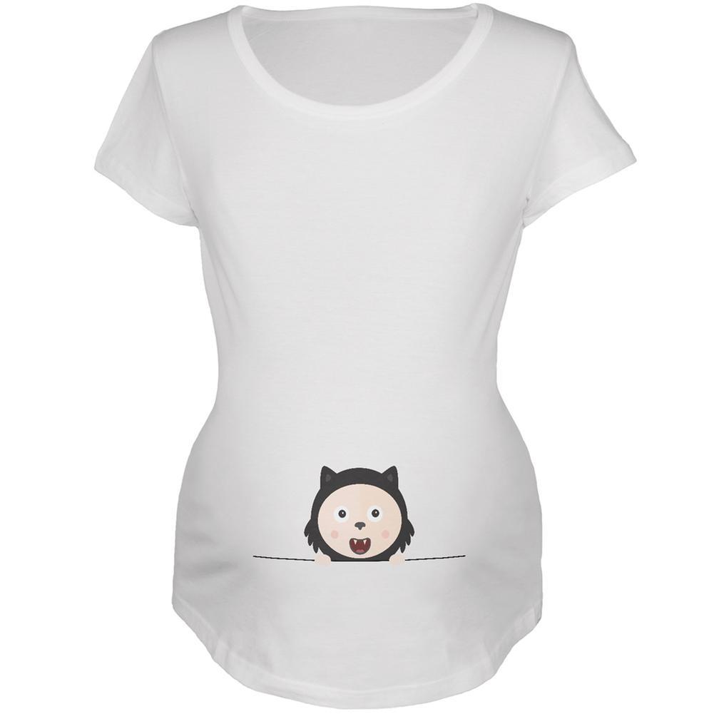 Halloween Black Cat Baby White Maternity Soft T-Shirt