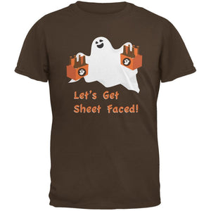 Halloween Ghost Sheet Faced Brown Adult T-Shirt