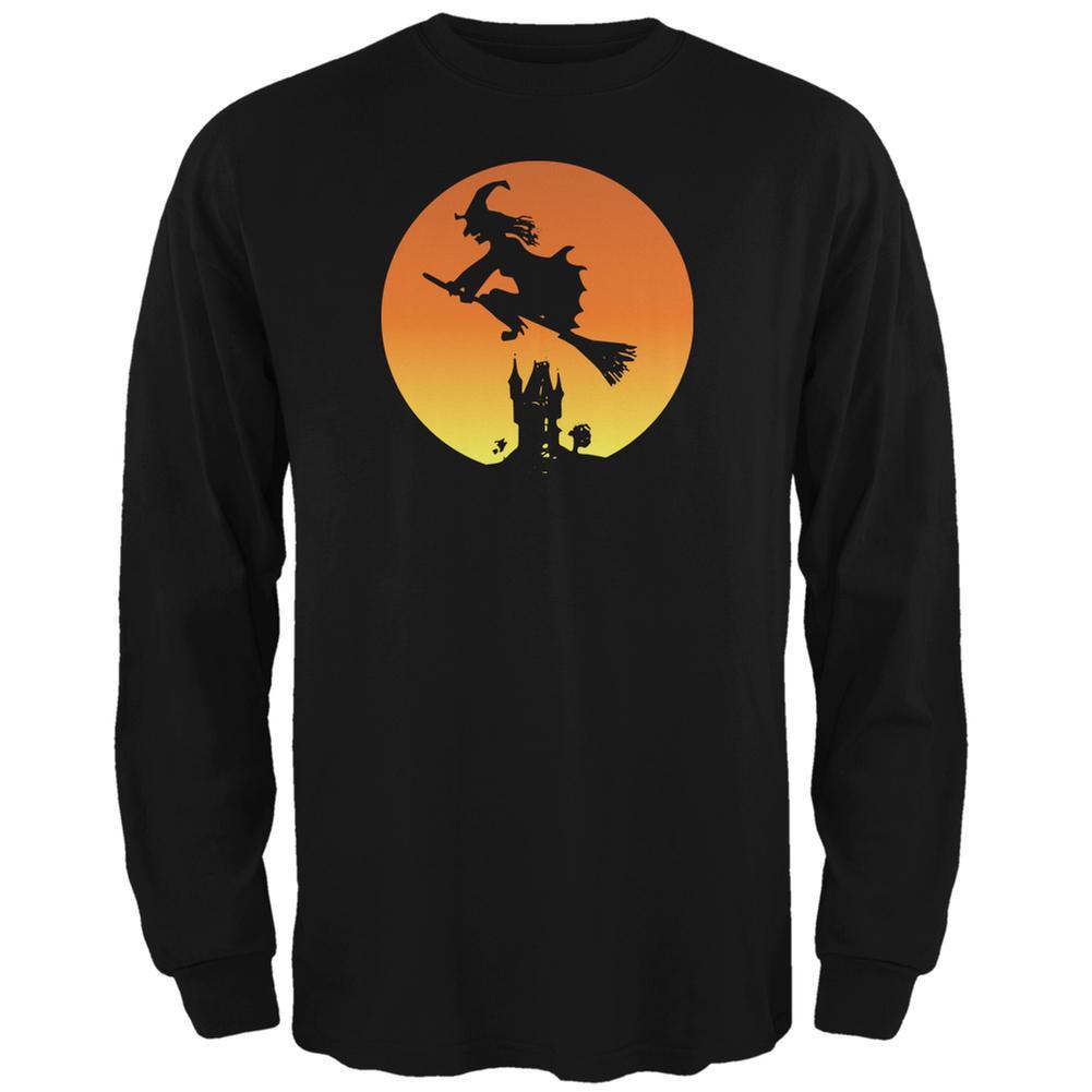 Halloween Witch Sunset Black Adult Long Sleeve T-Shirt