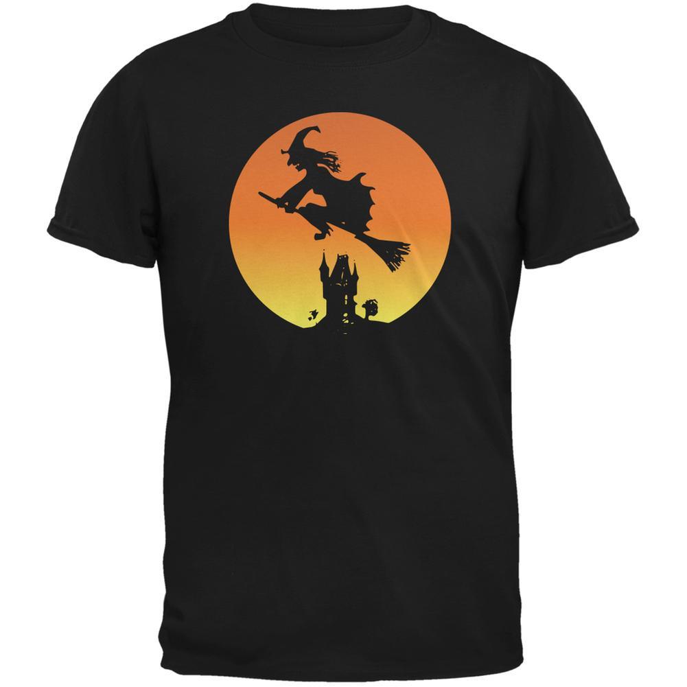 Halloween Witch Sunset Black Adult T-Shirt