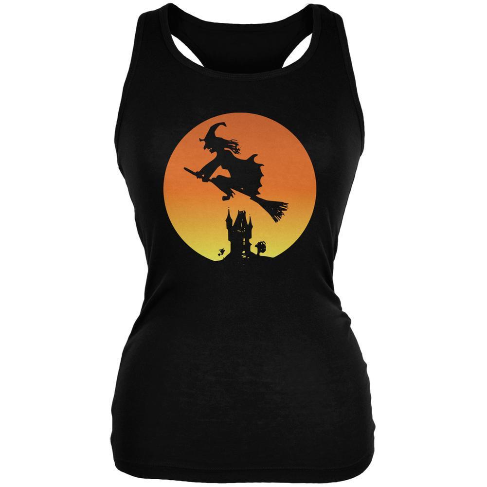Halloween Witch Sunset Black Juniors Soft Tank Top
