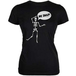 Halloween Oh Snap Skeleton Black Juniors Soft T-Shirt