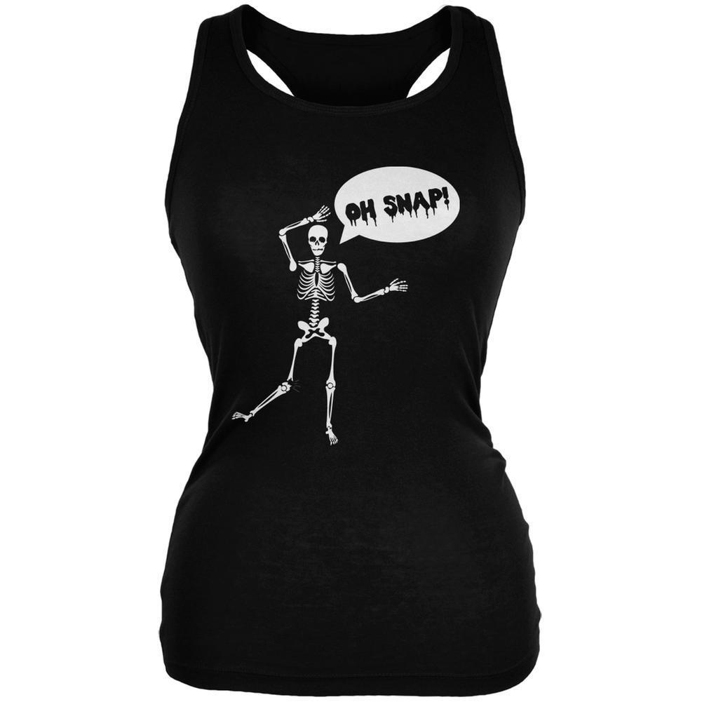 Halloween Oh Snap Skeleton Black Juniors Soft Tank Top