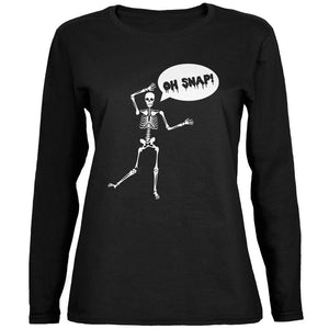 Halloween Oh Snap Skeleton Black Womens Long Sleeve T-Shirt