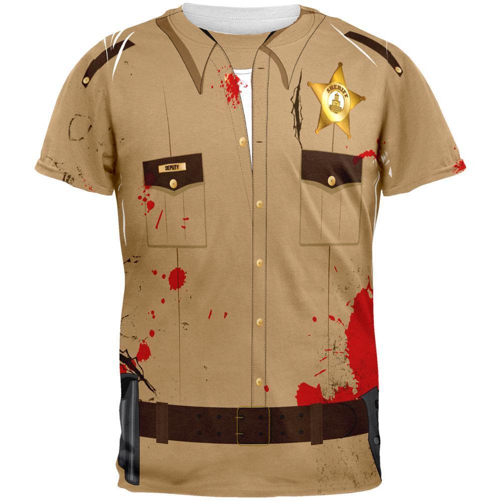 Halloween Zombie Grime Sheriff Walker Costume All Over Adult T-Shirt